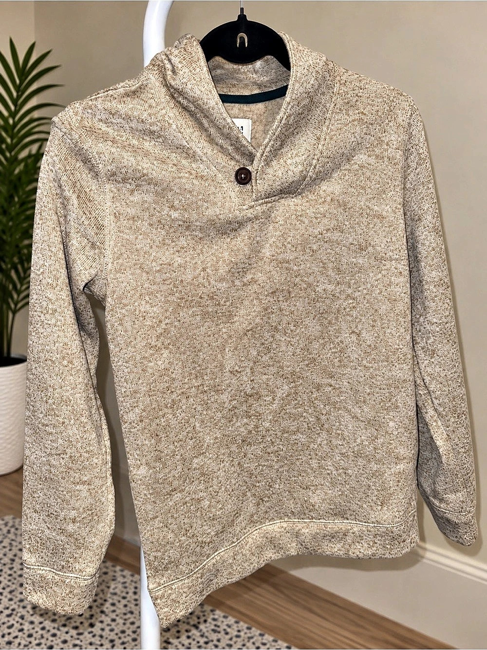 Sonoma Cowl Neck Pullover Cream & Brown Large Like New